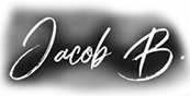 Jacob b logo on a black background.